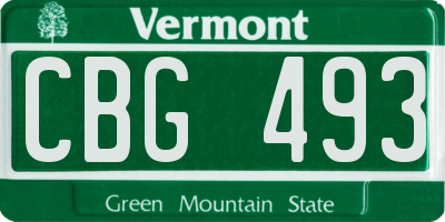 VT license plate CBG493