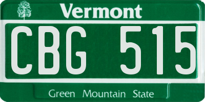 VT license plate CBG515