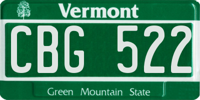 VT license plate CBG522