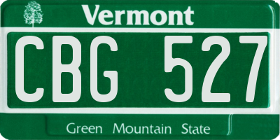 VT license plate CBG527