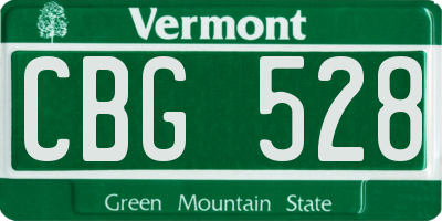 VT license plate CBG528
