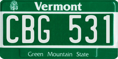 VT license plate CBG531