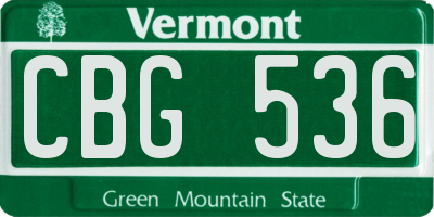 VT license plate CBG536