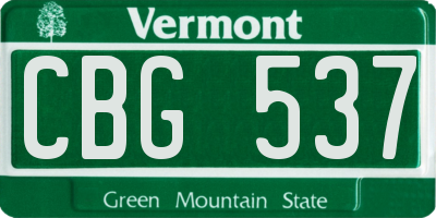 VT license plate CBG537