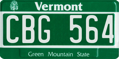 VT license plate CBG564
