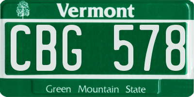 VT license plate CBG578