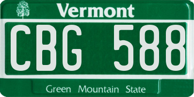 VT license plate CBG588