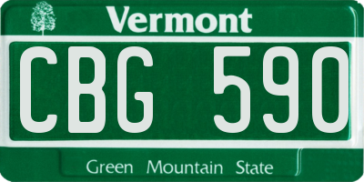 VT license plate CBG590