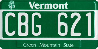 VT license plate CBG621