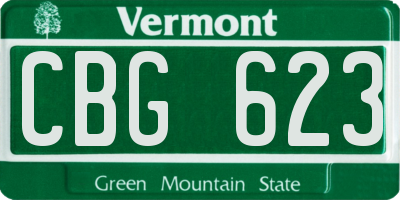 VT license plate CBG623