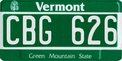 VT license plate CBG626