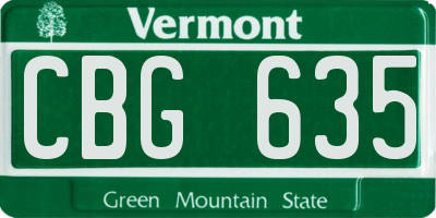 VT license plate CBG635