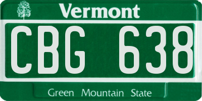 VT license plate CBG638