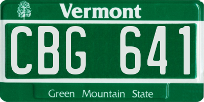VT license plate CBG641
