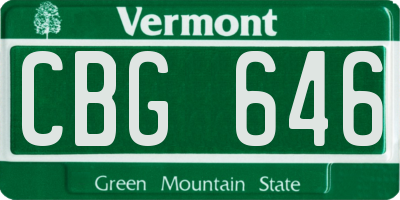 VT license plate CBG646