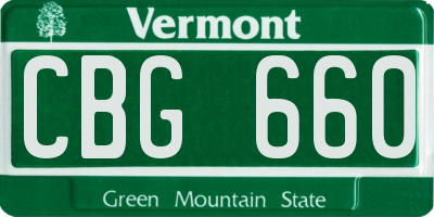 VT license plate CBG660