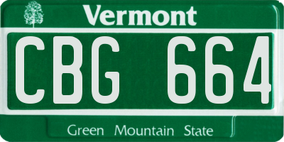 VT license plate CBG664