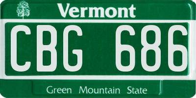 VT license plate CBG686