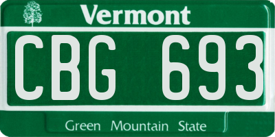 VT license plate CBG693