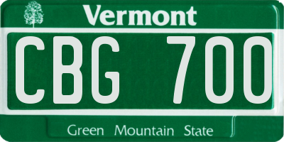 VT license plate CBG700