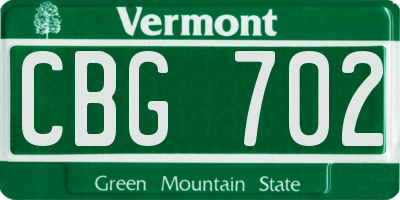 VT license plate CBG702