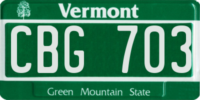 VT license plate CBG703