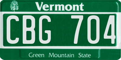 VT license plate CBG704