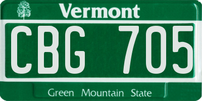 VT license plate CBG705