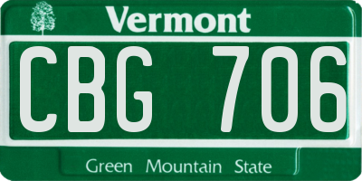 VT license plate CBG706