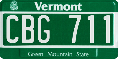 VT license plate CBG711