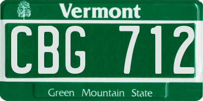 VT license plate CBG712
