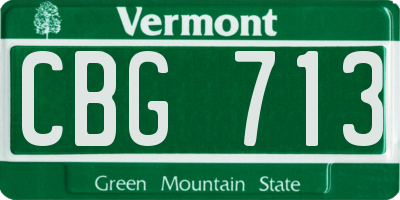 VT license plate CBG713