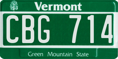 VT license plate CBG714