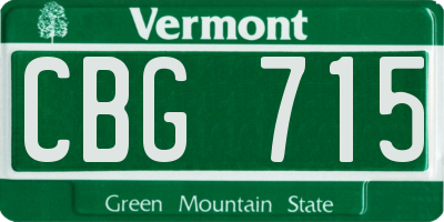 VT license plate CBG715
