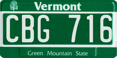VT license plate CBG716