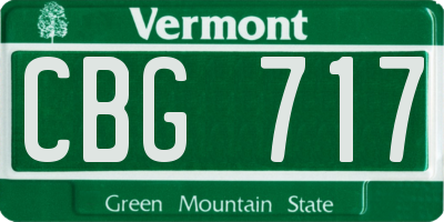 VT license plate CBG717