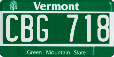 VT license plate CBG718