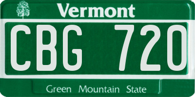 VT license plate CBG720