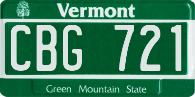 VT license plate CBG721
