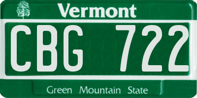 VT license plate CBG722