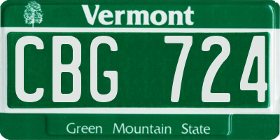 VT license plate CBG724