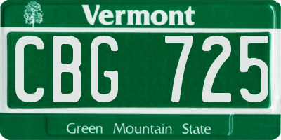VT license plate CBG725
