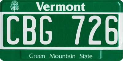VT license plate CBG726
