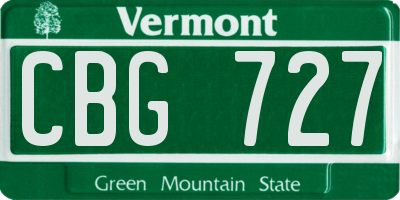 VT license plate CBG727
