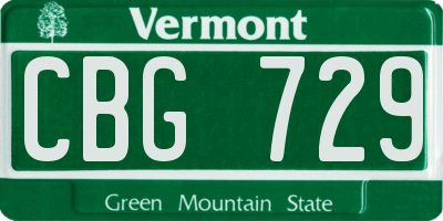 VT license plate CBG729