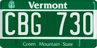 VT license plate CBG730