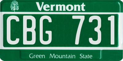 VT license plate CBG731