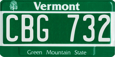 VT license plate CBG732
