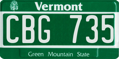 VT license plate CBG735