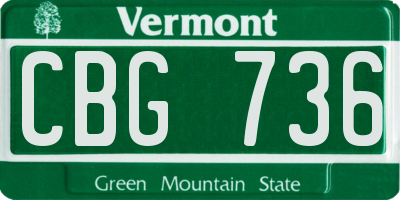 VT license plate CBG736